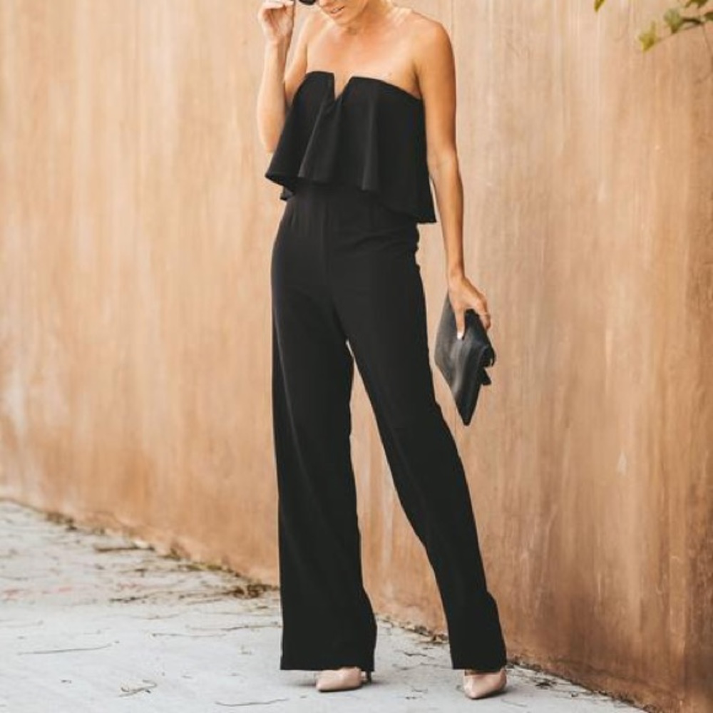 Strapless black jumpsuit